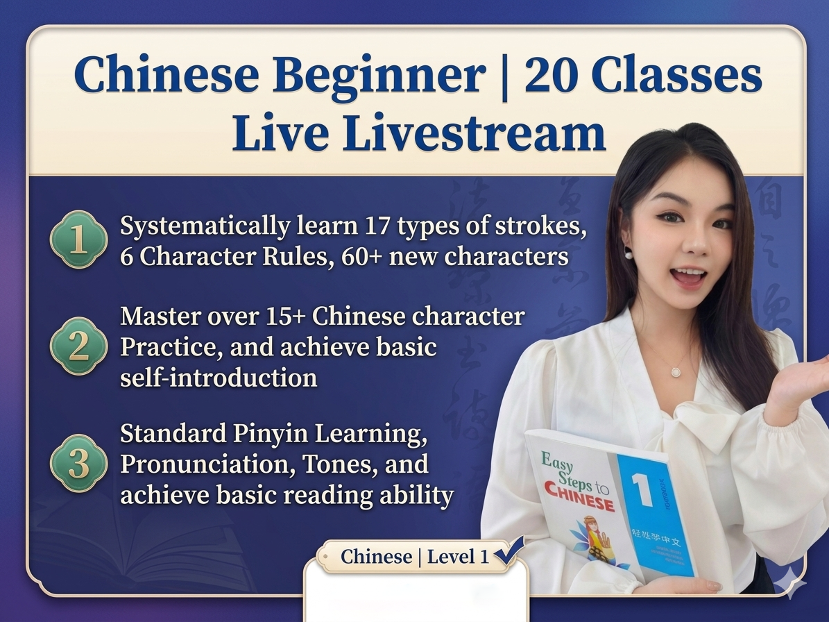 Chinese Beginner | 20 Classes Live Livestream